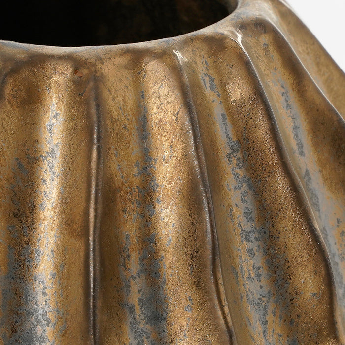 Mica Decorations Altea Vaas - H28 x Ø24,5 cm - Keramiek - Brons