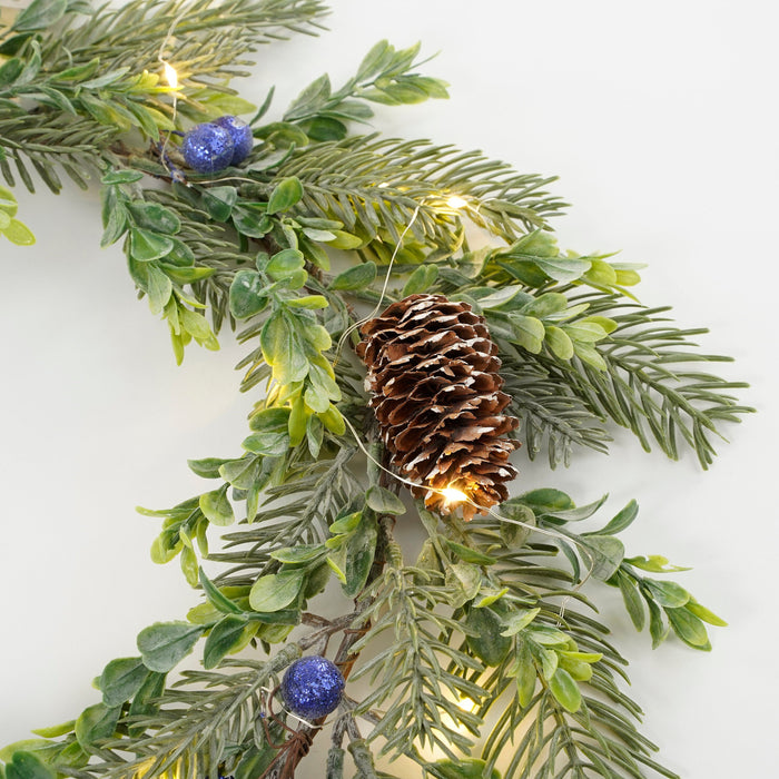 House of Seasons Kerstkrans met LED Verlichting - Ø42 cm - Groen