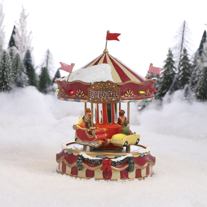 LuVille Kerstdorp Miniatuur Kleine Draaimolen - L13 x B13 x H17,5 cm
