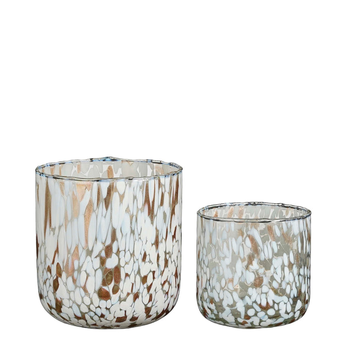 House of Seasons Theelichthouder - Set van 2 - H15 x Ø14 cm - Wit