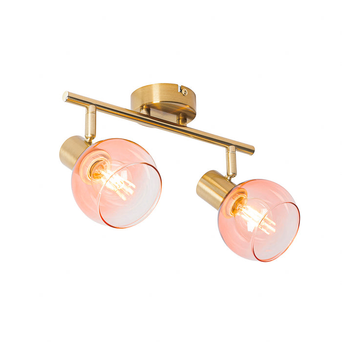 QAZQA Art Deco spot goud met roze glas 2-lichts - Vidro