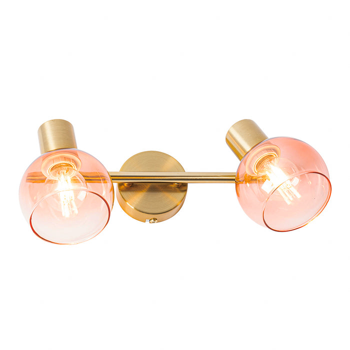 QAZQA Art Deco spot goud met roze glas 2-lichts - Vidro