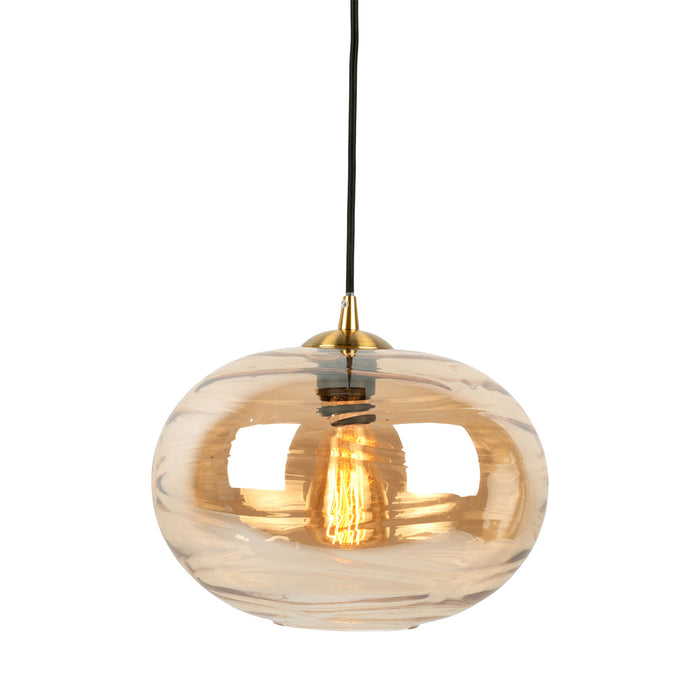 Leitmotiv - Pendant lamp Glamour Sphere glass amber brown