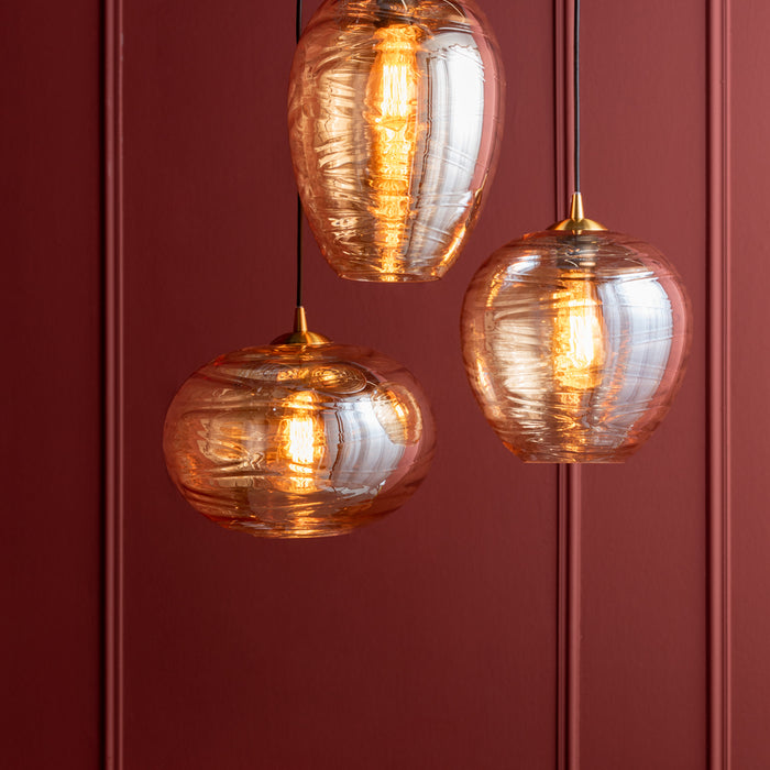 Leitmotiv - Pendant lamp Glamour Sphere glass amber brown