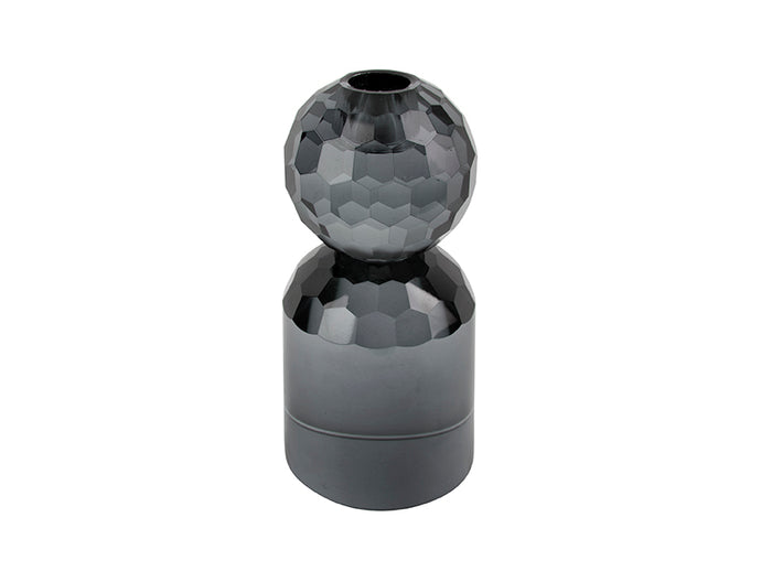 present time - Kandelaar Crystal Art - Rond Zwart - 7x7x14,3cm