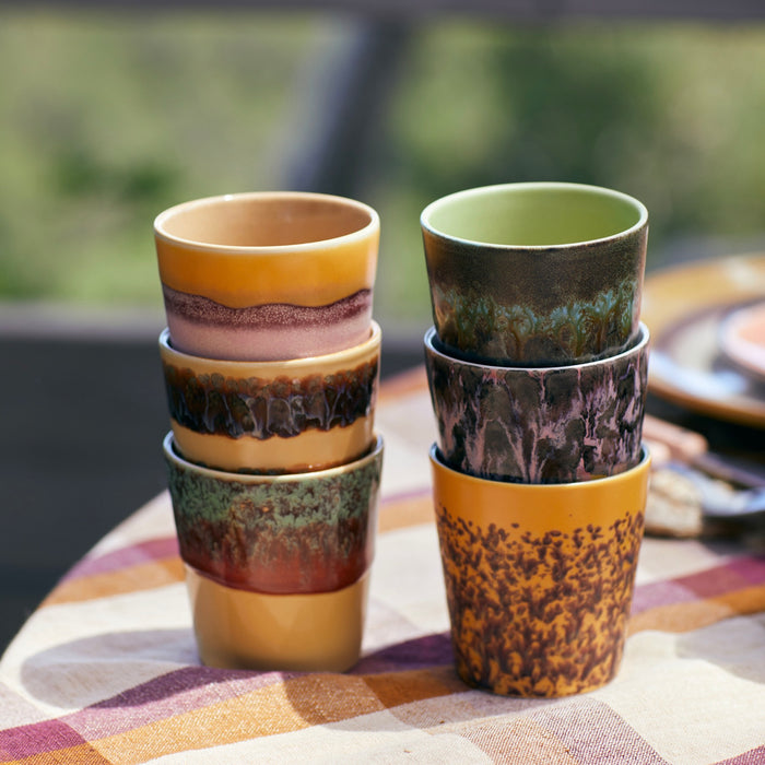 HKliving 70's Ceramics Mokken 0,23 L - Set van 6 - Valley