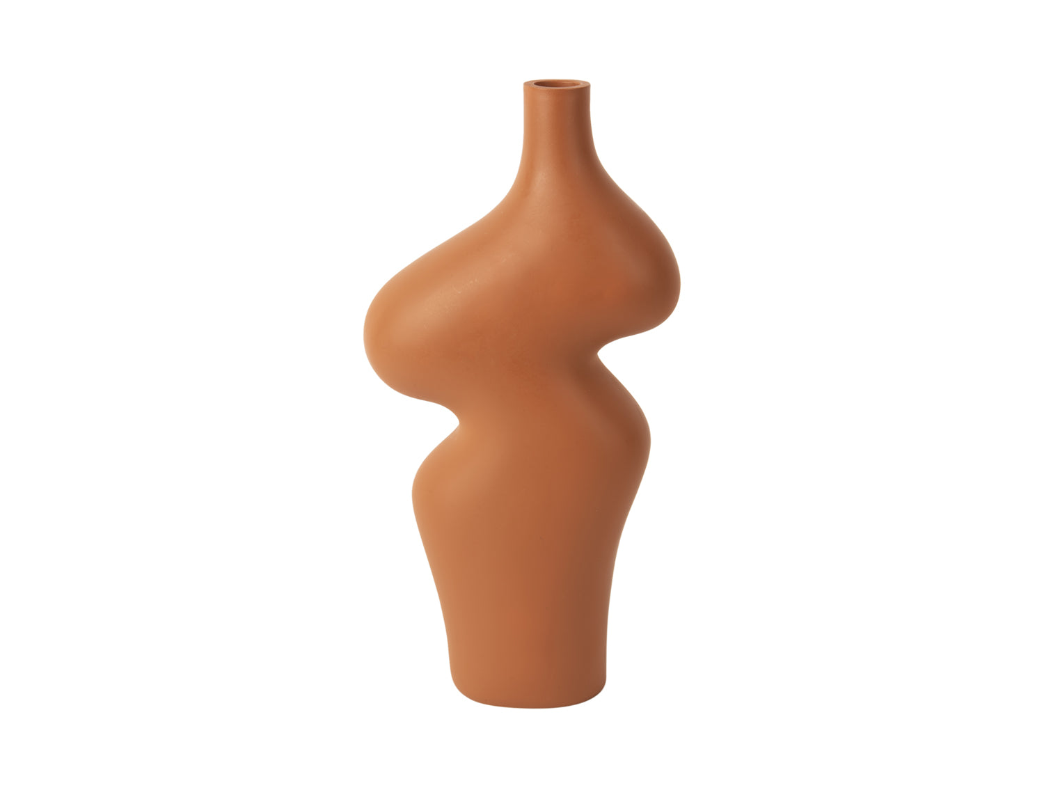 present time - Vase Organic Curves large polyresin burned orange