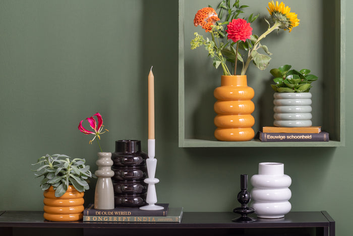 present time - Vase Bobbly Glazed ceramic large black