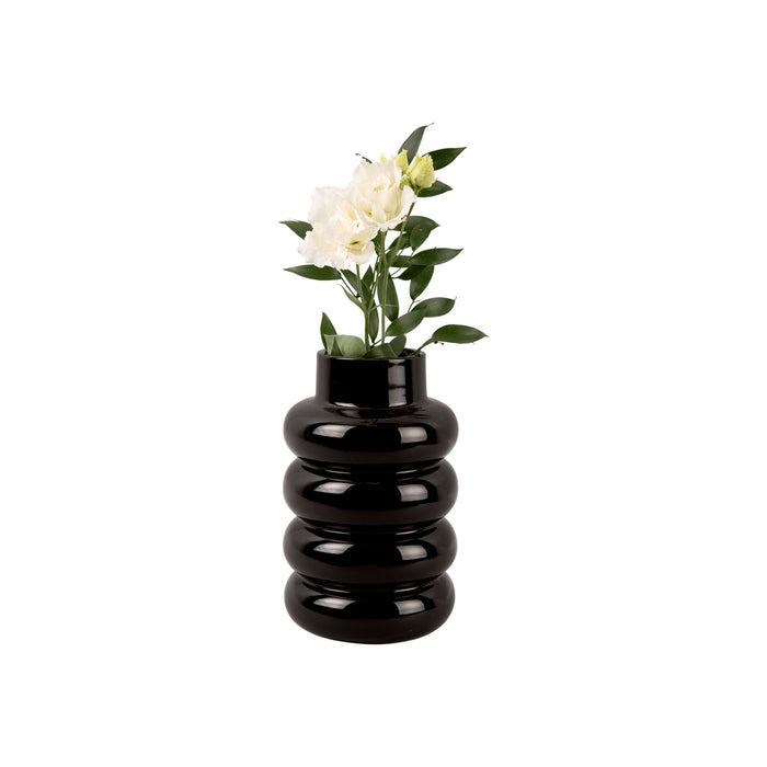 present time - Vase Bobbly Glazed ceramic large black