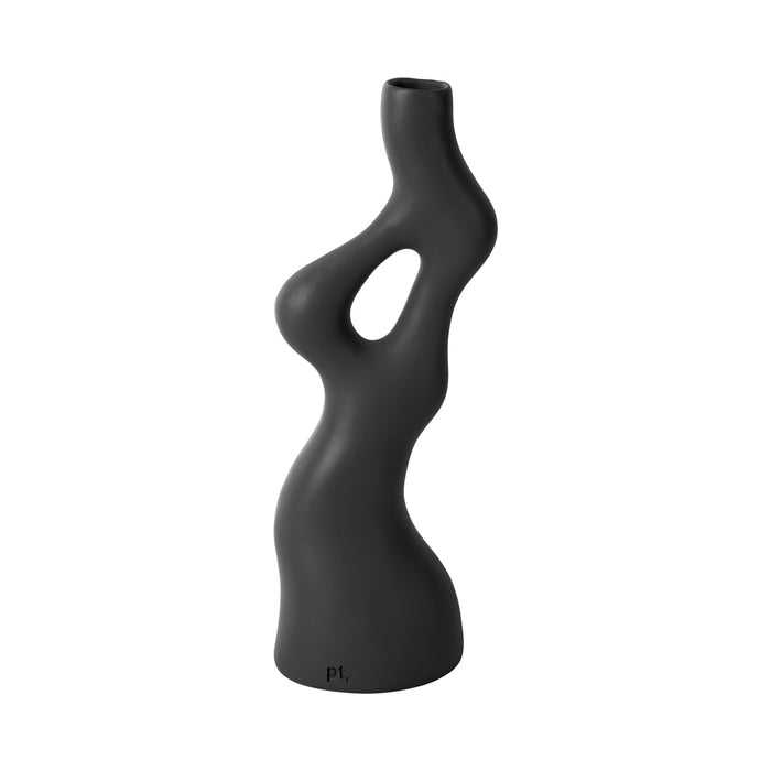 present time - Vase Organic Swirls polyresin black
