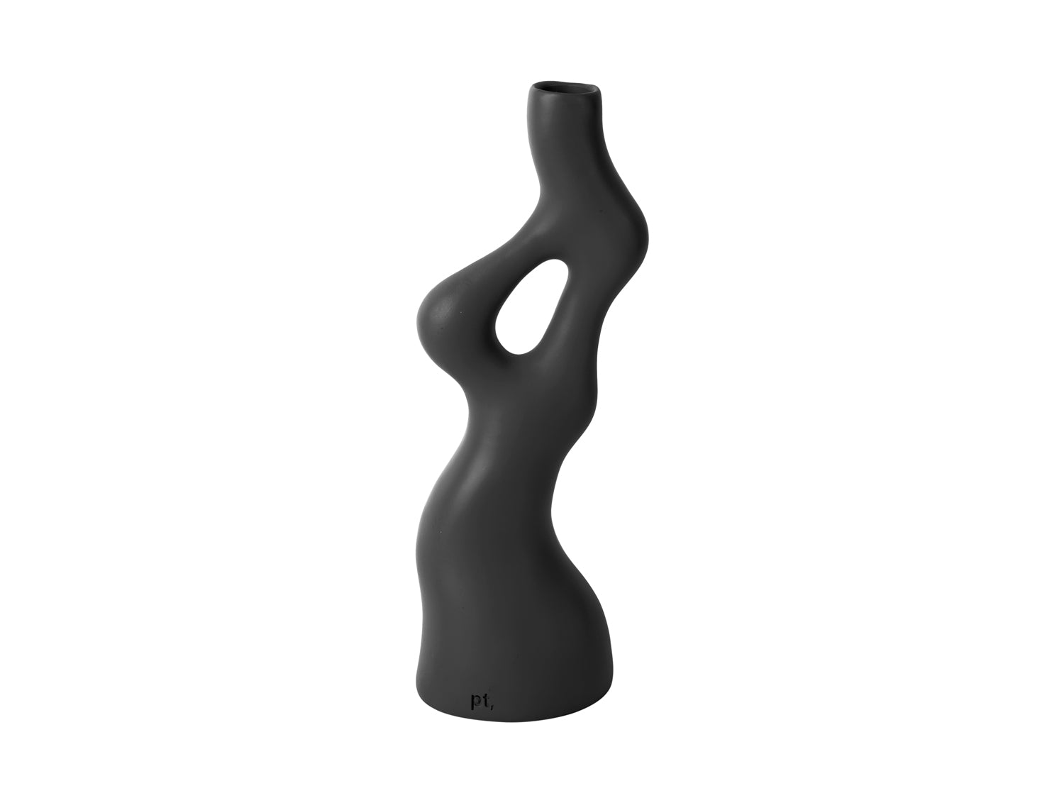 present time - Vase Organic Swirls polyresin black