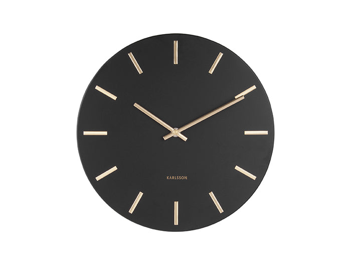 Karlsson Wandklok Charm - Staal Zwart Gouden wijzers - Small - Ø30cm