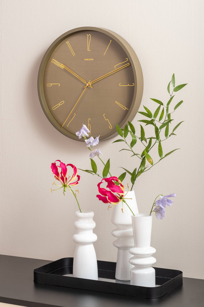 Karlsson - Wall clock Belle Numbers metal moss green