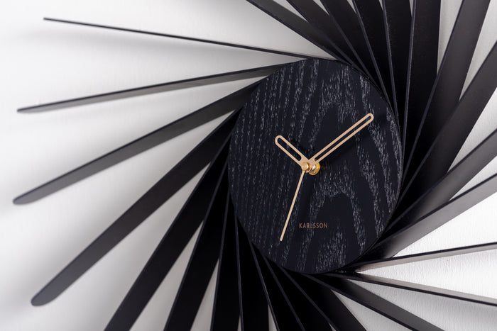 Karlsson - Wall clock Helix XL wood veneer black