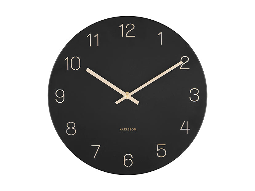 Karlsson - Wandklok Charm - Gegraveerde nummers  - Zwart - Ø35cm