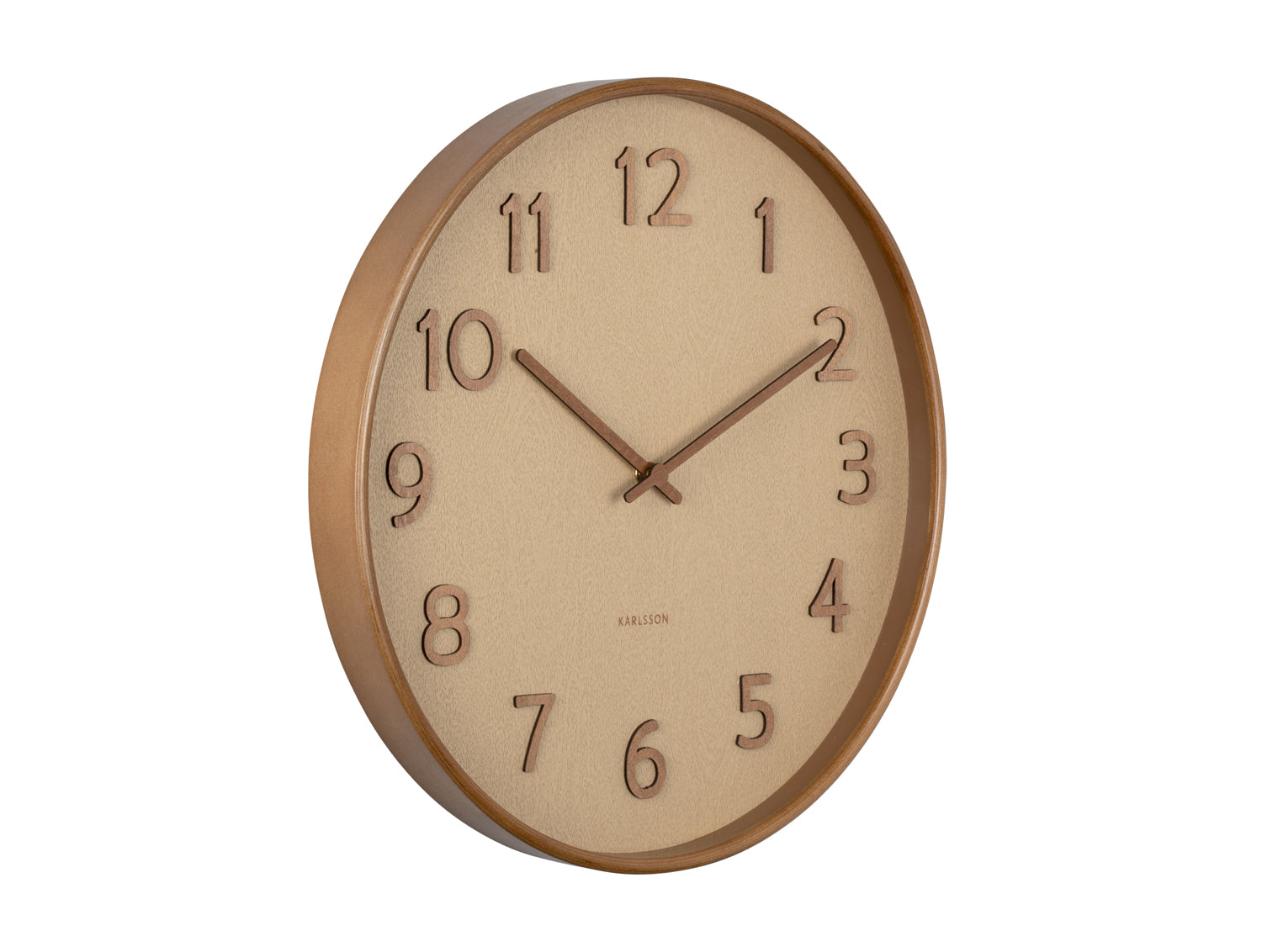 Karlsson - Wall clock Pure wood grain large sand brown