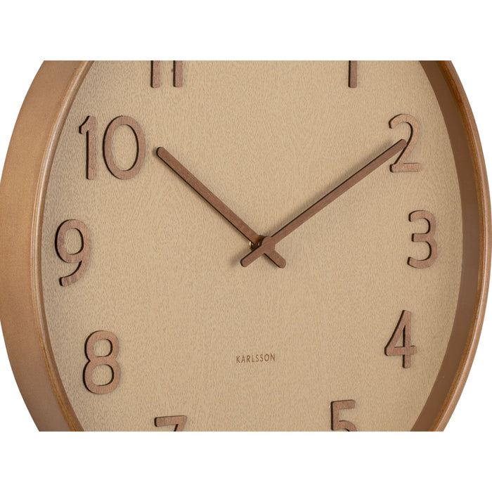 Karlsson - Wall clock Pure wood grain large sand brown