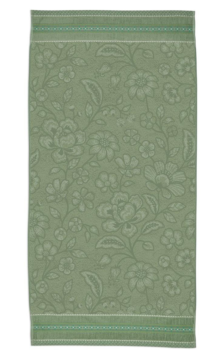 Pip Studio Jasmin Jacquard - Douchelaken - 70x140 - Groen