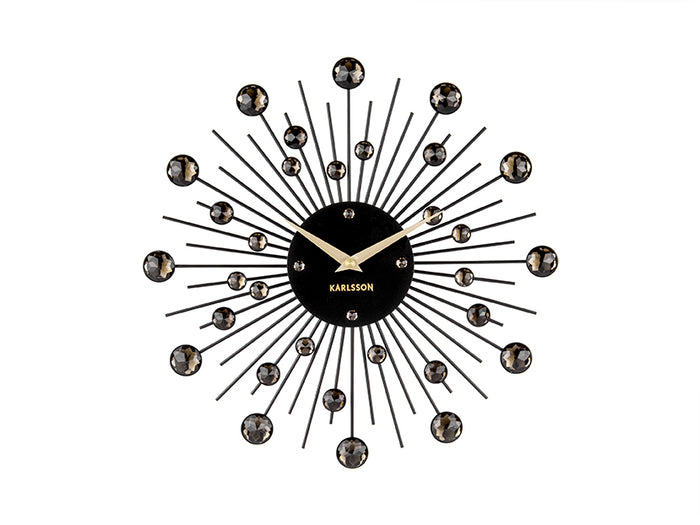 Karlsson - Wandklok Sunburst - Kristal - Zwart - Medium - Ø30cm