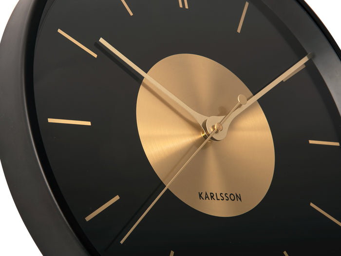 Karlsson - Wandklok Gold Disc - Zwart - Ø35cm