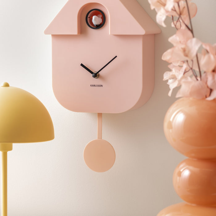Karlsson - Wandklok Modern Cuckoo - Roze - 21,5x8,5x41cm