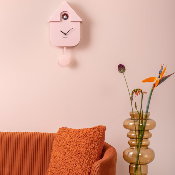 Karlsson - Wandklok Modern Cuckoo - Roze - 21,5x8,5x41cm