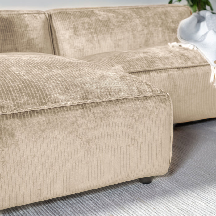 by fonQ Chunky Hoekbank met Chaise Longue Links - Ivoor - Rib