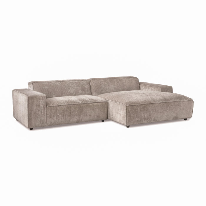 by fonQ Chunky Hoekbank met Chaise Longue Rechts - Beige - Rib