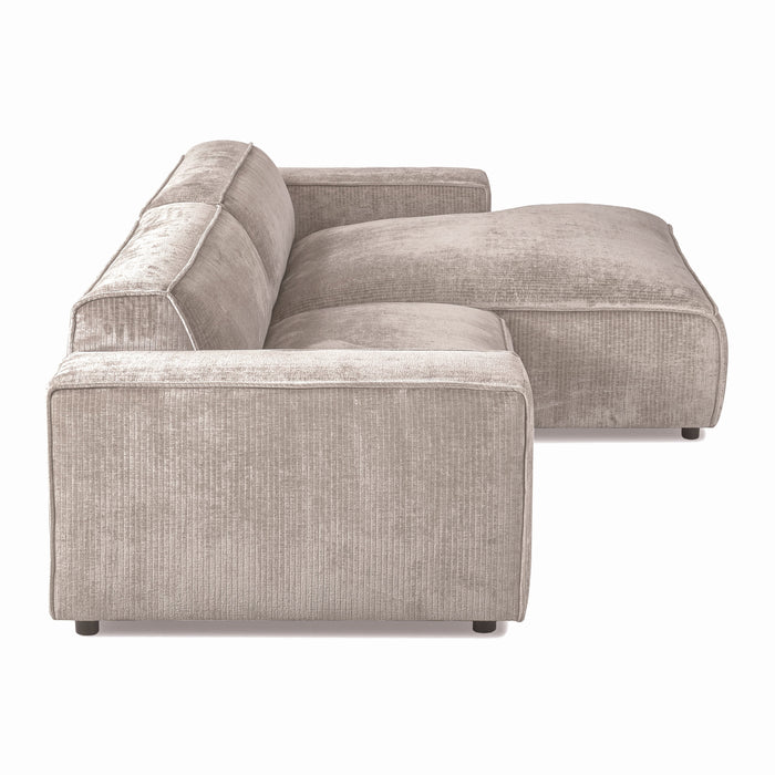 by fonQ Chunky Hoekbank met Chaise Longue Rechts - Beige - Rib