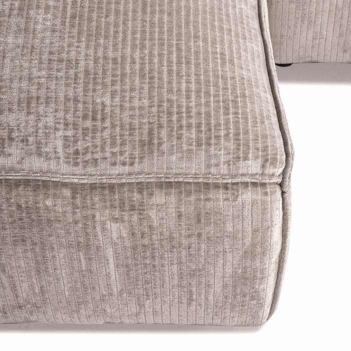 by fonQ Chunky Hoekbank met Chaise Longue Links - Beige - Rib