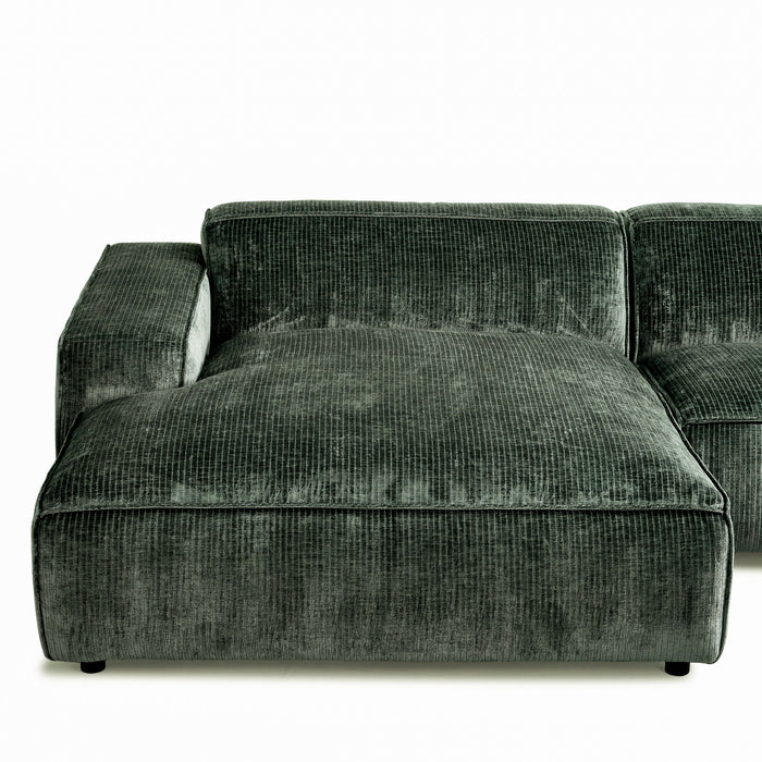 by fonQ Chunky Hoekbank met Chaise Longue Links - Moss - Rib