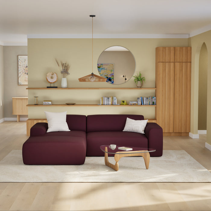 NADUVI Collection Nina Hoekbank Links - Velvet - Bordeauxrood