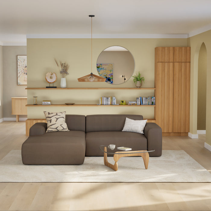 NADUVI Collection Nina Hoekbank Links - Velvet - Donkerbruin