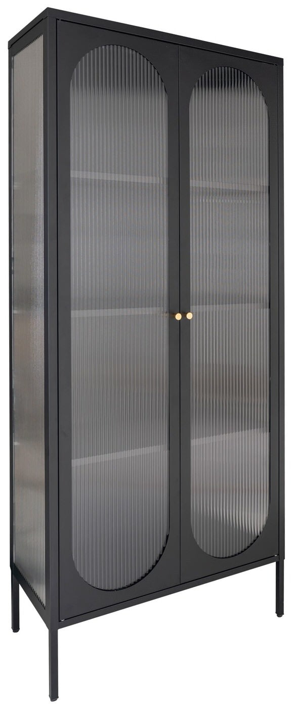 House Nordic Adelaide Zwart | Glas Vitrinekast Hoog