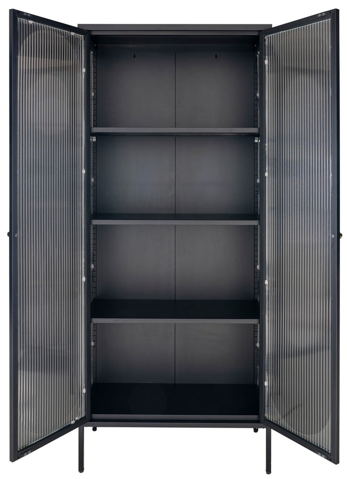 House Nordic Adelaide Zwart | Glas Vitrinekast Hoog