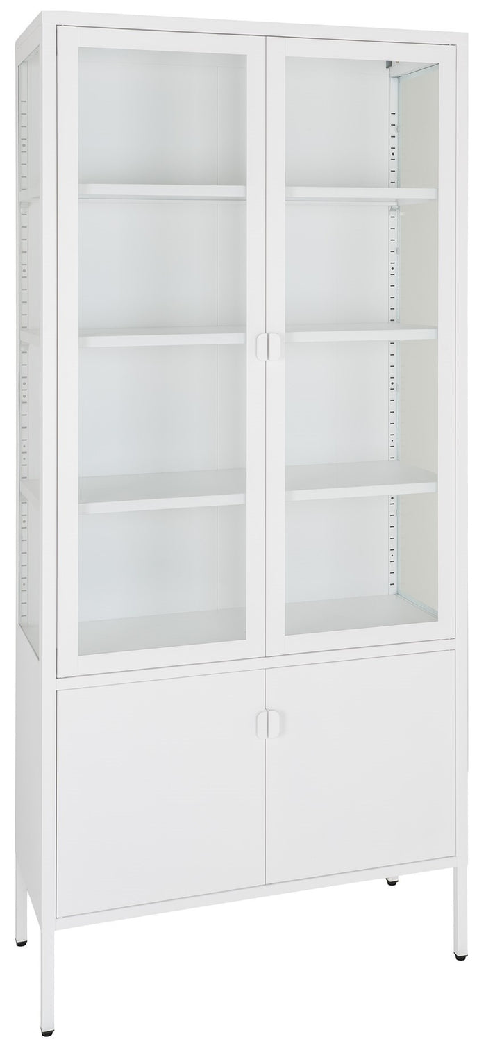House Nordic Brisbane Wit | Glas Vitrinekast 4-Deuren