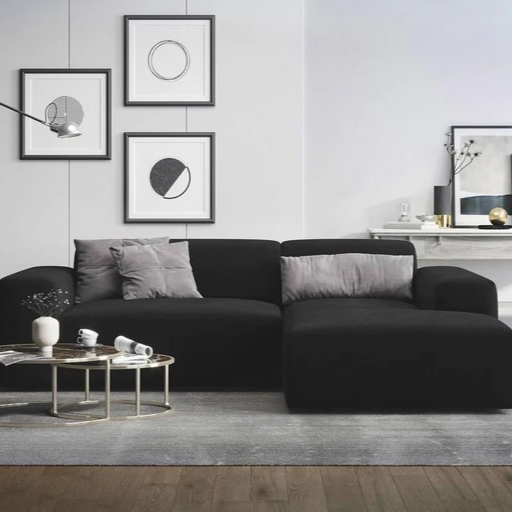 NADUVI Collection Nina Hoekbank Rechts - Velvet - Zwart