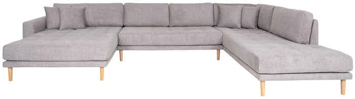 House Nordic - U-Bank Lichtgrijs - Open Einde Links - 370x220x76cm