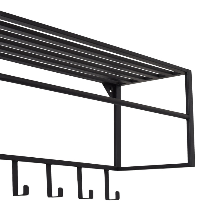 LOFT42 Kapstok Ary - Zwart – Metaal – 6 haken en Roede - 80x40x30
