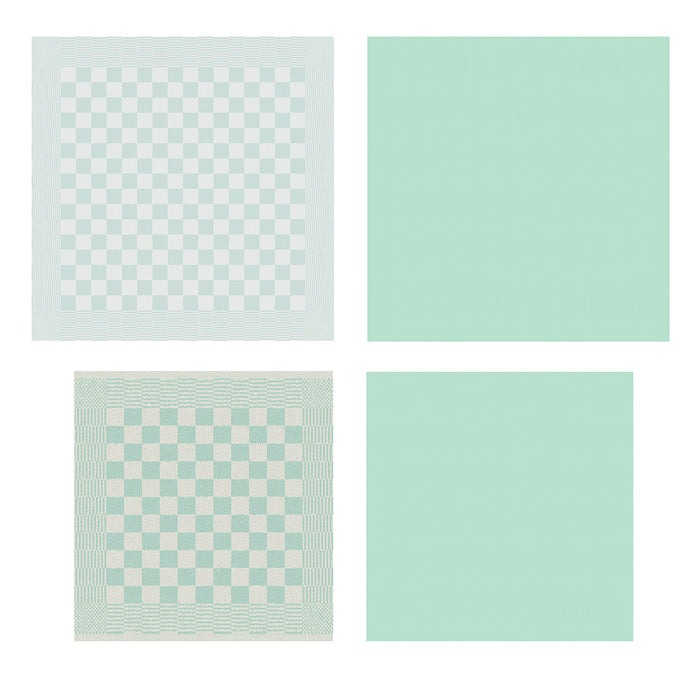DDDDD 2x theedoek + 2x keukendoek Barbeque & logo - pastel green