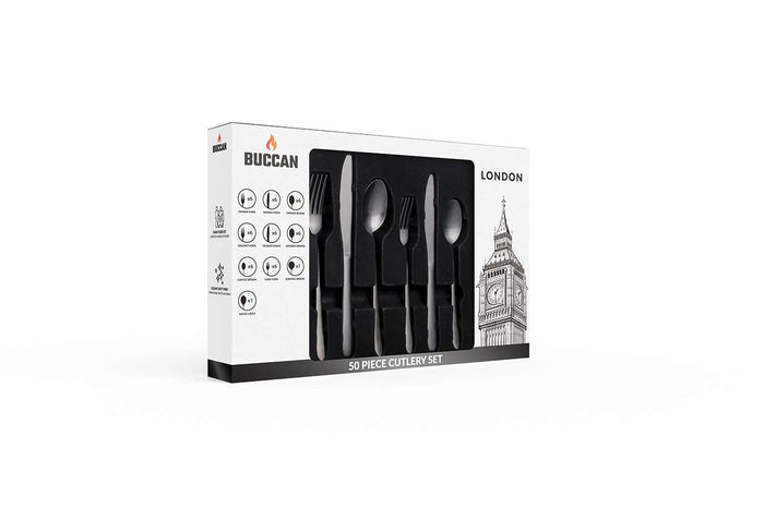 Buccan - Bestekset - London - 50 delig - Zwart