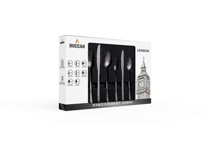 Buccan - Bestekset - London - 39 delig - Zwart
