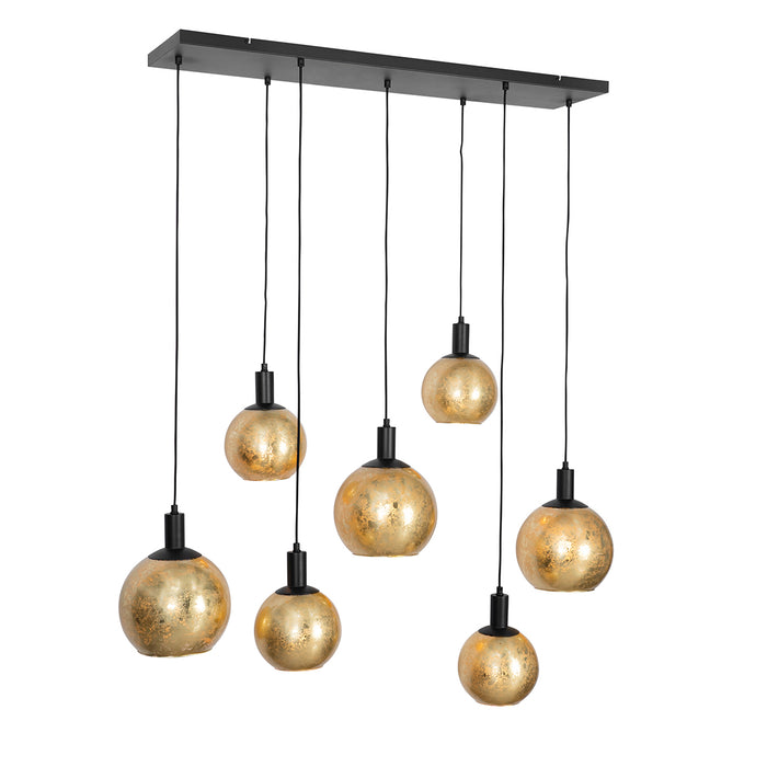 QAZQA Design hanglamp zwart met goud glas 7-lichts - Bert