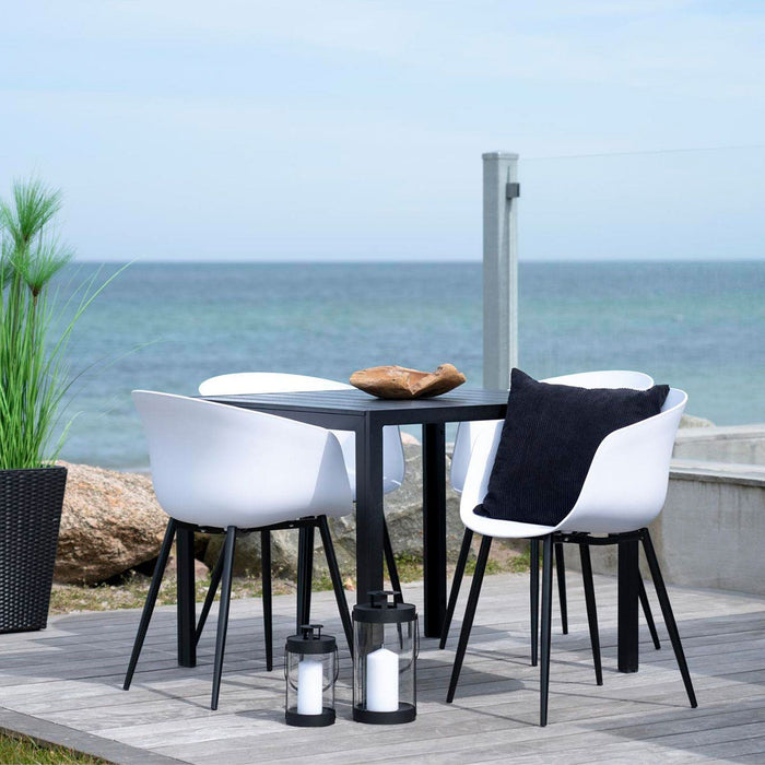 Artichok Liloe kunststof tuinstoel wit met armleuningen