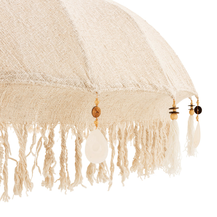 J-Line parasol Kwastjes|Schelpen - hout - beige|donkerbruin - L