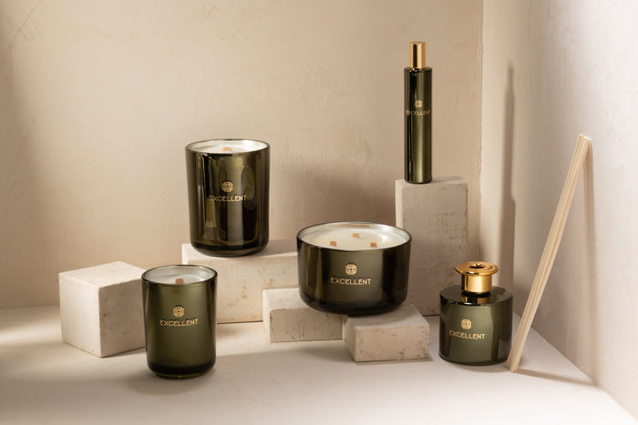 J-Line geurkaars Excellent - glas - groen - L - 40U