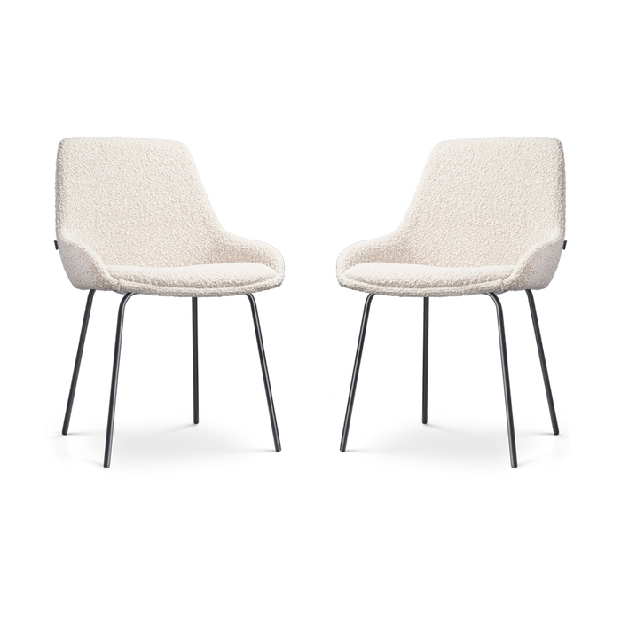 Nolon Nora-Isa Eetkamerstoelen Set van 2 - Bouclé Beige - Zwart