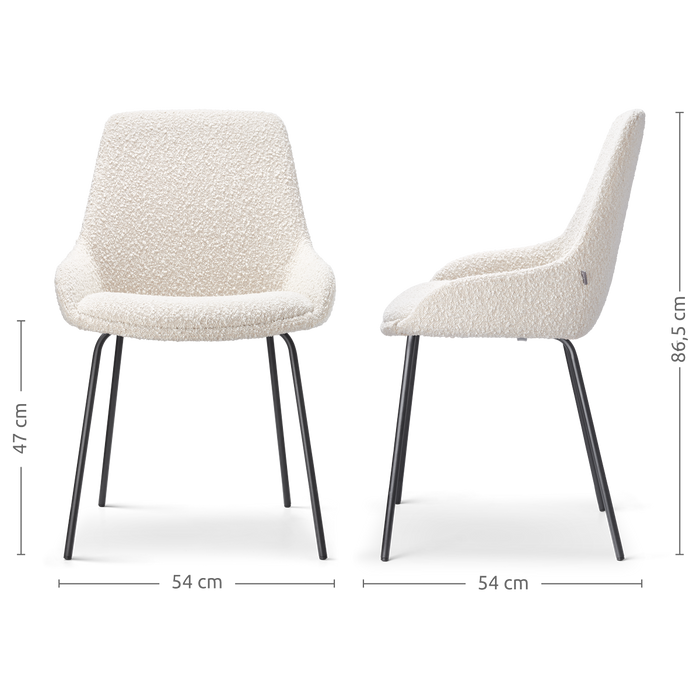 Nolon Nora-Isa Eetkamerstoelen Set van 2 - Bouclé Beige - Zwart