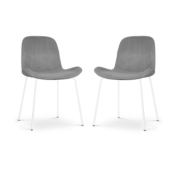 Nolon Nora-Fé Eetkamerstoelen Set van 2 - Velvet Grijs - Witte Poten