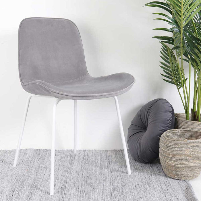 Nolon Nora-Fé Eetkamerstoelen Set van 2 - Velvet Grijs - Witte Poten